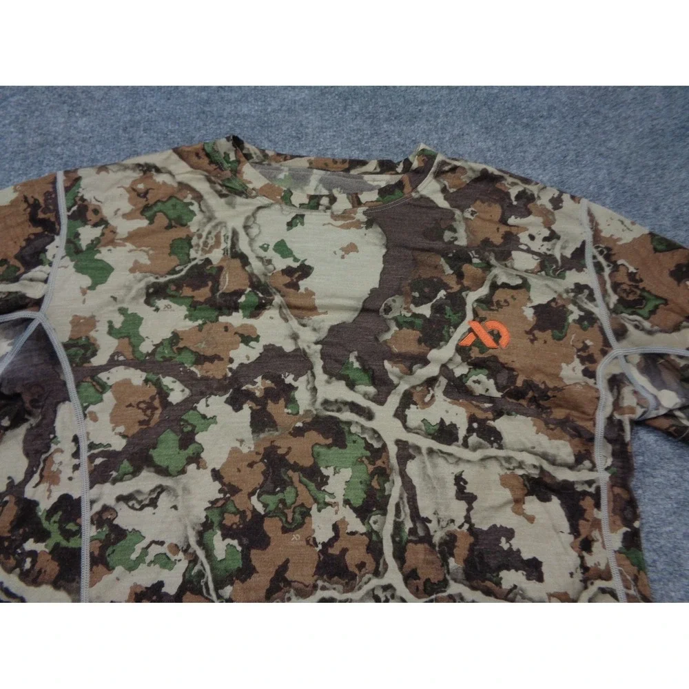 First Lite Shirt Mens L Wick Camo Short Sleeve Creck Neck Merino Wool